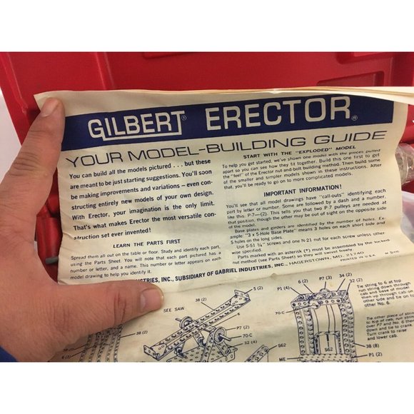 1970s Erector Set Plastic case motor parts instructions only 3 wheels - Picture 7 of 8